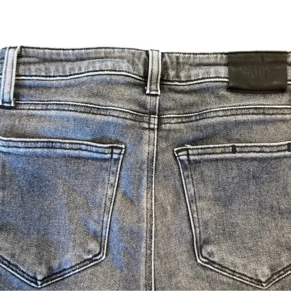 PAIGE Cindy High Rise Straight Leg Raw Hem Jeans Ash Black Gray 28 - Picture 10 of 12
